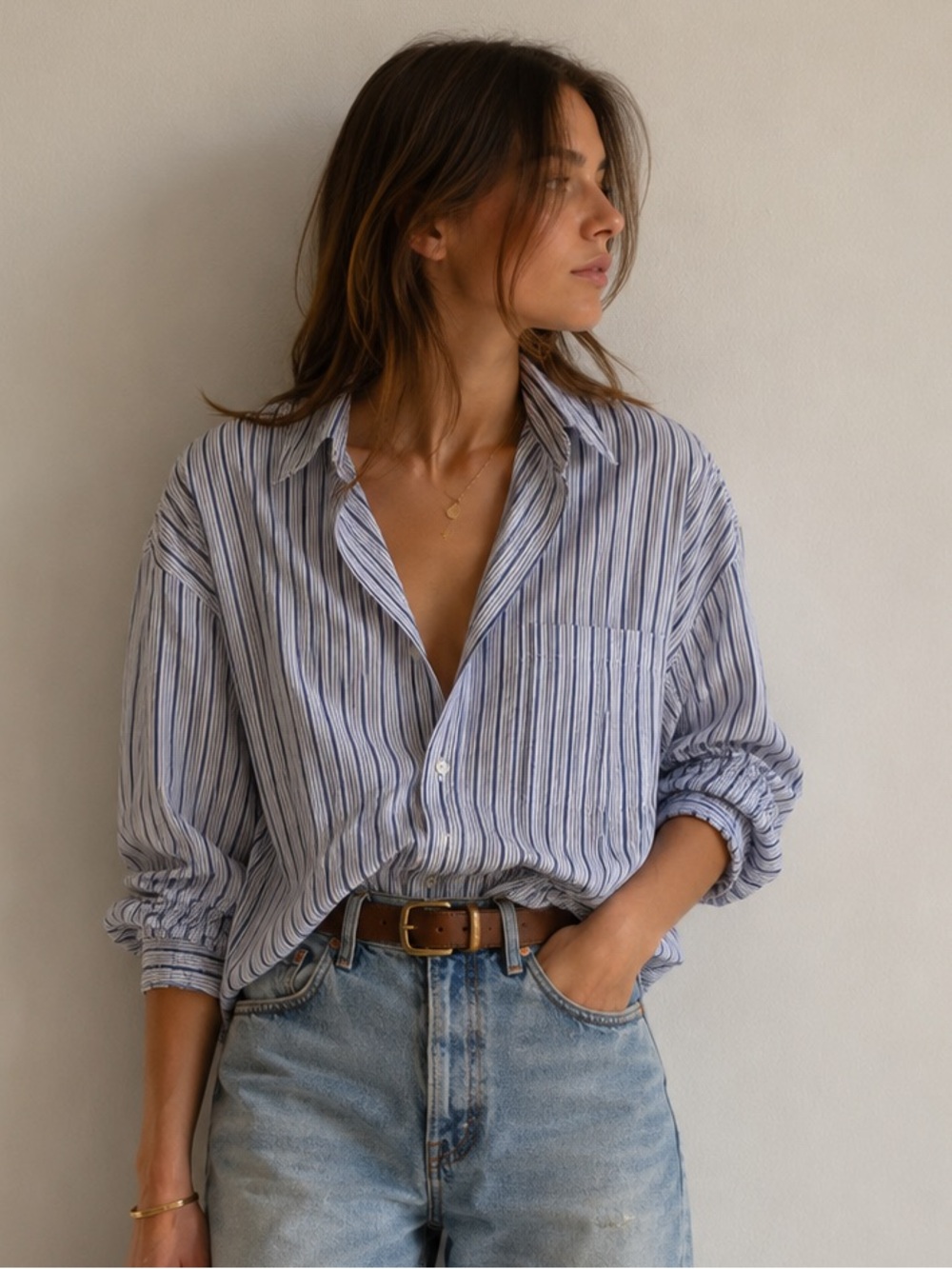 Frank & Eileen Barry Signature Crinkle Shirt Cotton Fits Small